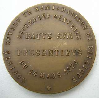 1926 DUGNIOLLE BELGIAN NUMISMATIC SOCIETY MEDAL / MEDAILLE 