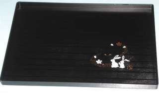 Japanese Plastic Sushi Plate Rectangle Bunny Black 1902  