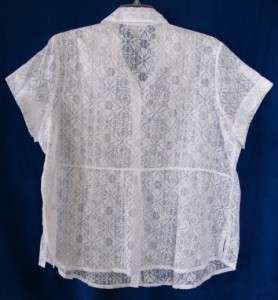 Coldwater Creek Burned out Medallions Tucked SS Blouse  