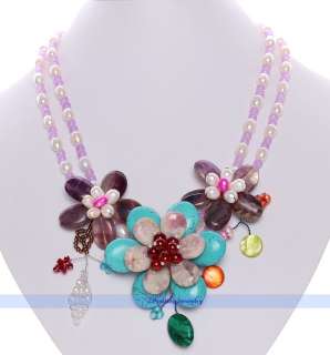 steal them quickly charming jade amethyst turoquoise pearl flower 