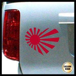 JDM Rising Sun Heart Decal Japanese Flag Import Sticker  