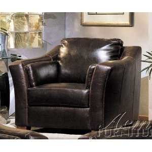  Sofa Chair Contemporary Style Espresso Bycast Leather 