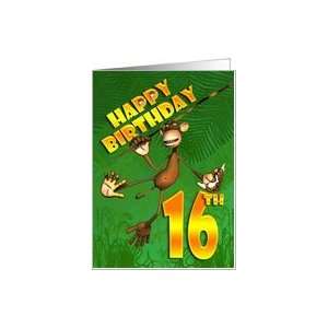  Happy 16th Birthday Monkey Banana Card Toys & Games