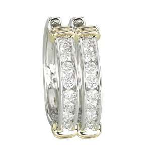   Gold 3/4 ct. Channel Set Diamond Huggie Earrings Katarina Jewelry