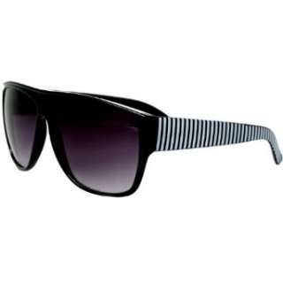  Candy Stripe Sunglasses (Black w/ White Stripes) Clothing