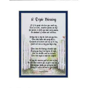  Triplets 8x10 Double Matted Poem in White/navy with 