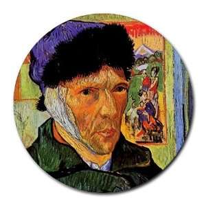  Self Portrait with Bandaged Ear By Vincent Van Gogh Round 