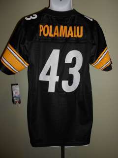 NEW Troy Polamalu #43 Pittsburgh STEELERS YOUTH Medium M 10 12 SEWN 