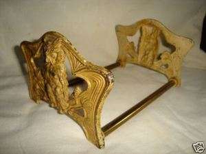 antique CAST IRON brass telescoping BOOK RACK w/OWLS nr  