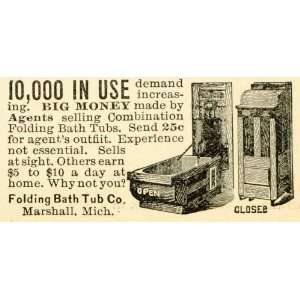  1893 Ad Combination Folding Bathtubs Marshall Michigan 
