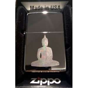 Zippo Custom Lighter   Buddha Statue Outline Meditation Pose Logo Hi 