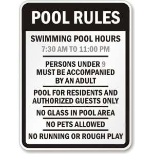  Swimming Pool Rules Polyethylene Signs, 24 x 18 Office 