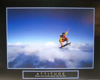 Attitude Skydive Skateboard Motivational Poster  