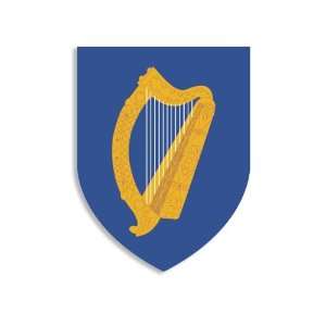   Coat Arms Celtic Harp on Blue Shield Shaped Sticker 