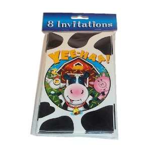    8 pack of Cow Print Barnyard Party Invitations Toys & Games