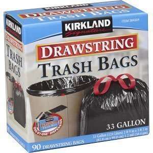 Kirkland Signature Drawstring Trash Bags   33 Gallon   Xl Size   90 