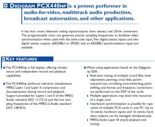 Digigram PCX440np V2 AES/EBU Broadcast Audio Sound Card  