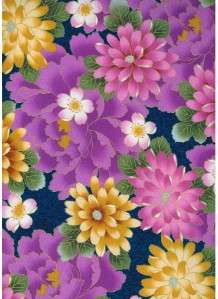NOBU FUJIYAMA FLORAL LAV PINK GLD~ Cotton Quilt Fabric  