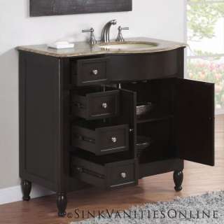 38 Kelston   Bathroom Vanity Travertine Top Right Sink Cabinet (Dark 