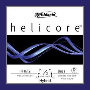  DAddario Helicore Hybrid Bass Single D String, 1/2 Scale 