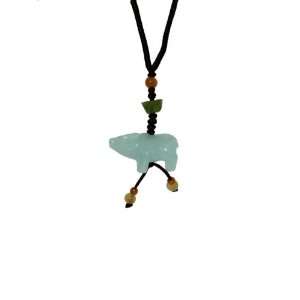 Ox Zodiac Jade Necklace with Brown Cord Born In 1937, 1949, 1961 