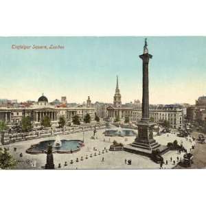  1910 Vintage Postcard Trafalgar Square   London England UK 