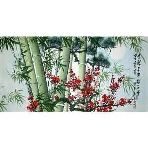 Traditional Chinese Bamboo, Plum Flower and Pine Painting