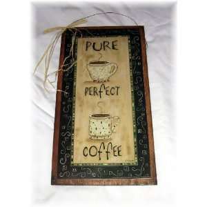 Pure Perfect Coffee Wooden Kitchen Wall Art Sign Cafe Decor  