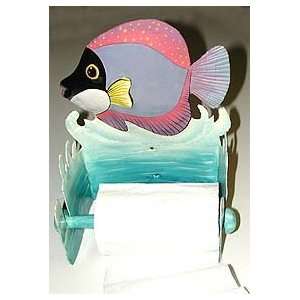  Pink & Purple Tropical Fish Toilet Paper Holder   Painted 