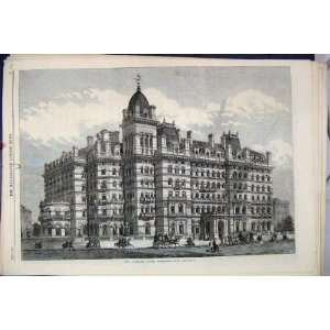  1865 Langham Hotel Portland Place Building Old Print