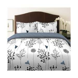  Perry Ellis 182541/42/43 Asian Lily Duvet Cover Set in White 