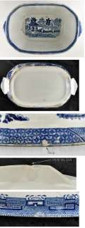 Antique English Traditional Blue & White Canton Style Soup Tureen 1830 