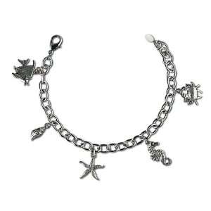  The Beach Creatures Charm Bracelet with Tropical Fish, Conch Shell 