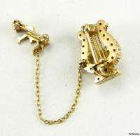 ALPHA CHI OMEGA   10k Gold Pearl Harp sorority PIN  