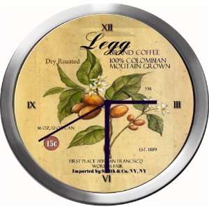  LEGG 14 Inch Coffee Metal Clock Quartz Movement Kitchen 