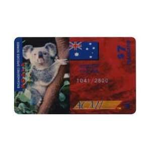 Collectible Phone Card $7. Koala Bear Hugging Tree Endangered Species 