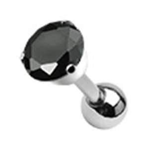   Earring Piercing Stud with 5mm Black Round Cz Prong Top 16 Gauge