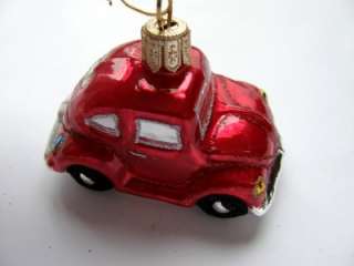VW BUG BEETLE HANDPAINTED GLASS CHRISTMAS TREE ORNAMENT MED  