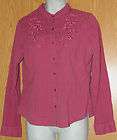 Womens Pretty Embroidered St Johns Bay Long Sleeve Shir