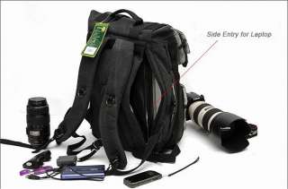 Black Canvas DSLR SLR Camera Bag Laptop Backpack Rucksack Bag For 
