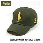Polo Baseball Cap Golf Tennis Outdoor Hat Khaki Cap with yellow Big 