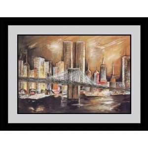   Twin Towers From The Hudson River by Andrea Lotte   Framed Artwork
