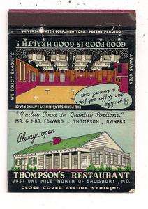 Thompsons Restaurant Salisbury MD Mr. & Mrs. Edward L. Thompson 