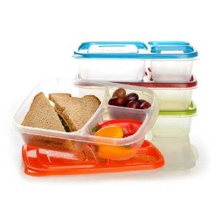 EasyLunchboxes 3 compartment Bento Lunch Box Containers (Set of 4) BPA 