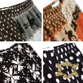 New Fashion Grey Deer Seasonal Pattern Knitting Leggings ONE Sz For XS 