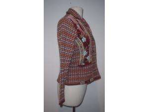Paolo Todesco rust multi wool silk knit velvet blazer S  