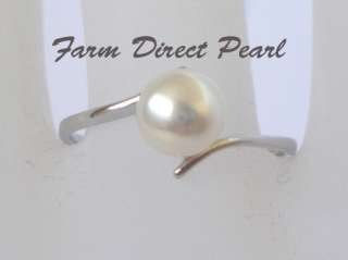 Genuine Freshwater Cultured White Pearl Ring Size 5.5 5.75 6.5 6.75 8 