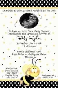 BUMBLE BEE Baby Shower Invitations Ultrasound Photo x 2  