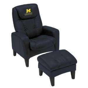 Michigan Wolverines Leather Casual Chair & Ottoman/Stool  