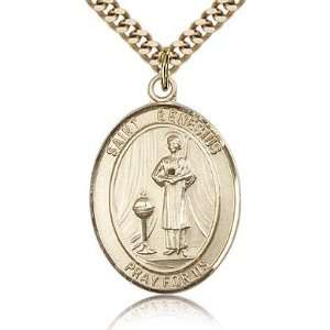  Gold Filled 1in St Genesius Medal & 24in Chain Jewelry